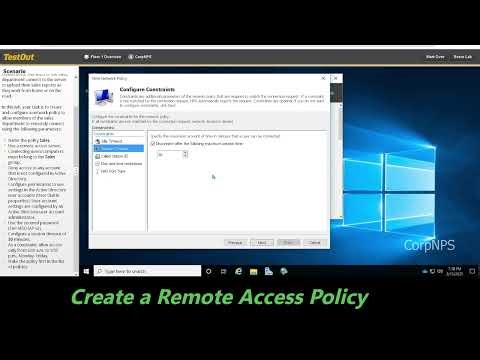 7.1.4 Create a Remote Access Policy (TestOut Lab), only for learning purpose.