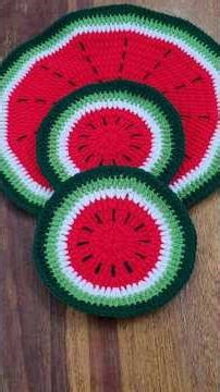 Crochet Watermelon 🍉 Coasters #crochetcoaster #crochet