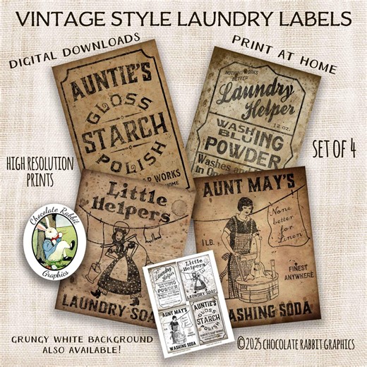 Primitive Laundry Labels, Digital Download, Country Vintage Home Ephemera Clip Art to Print - Etsy