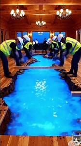 Epoxy River Floor TIME-LAPSE: Log Cabin Transformation from Wood to Glowing Blue River! 😱