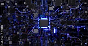 Laptop Opening Into High Tech Computer Motherboard With Processors. Technology Related 3D Animation. Stock Video