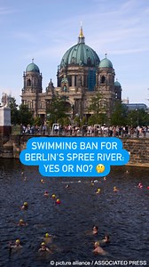 Swimming protest in Berlin: A ban on swimming in the Spree river has been in place since around 100 years. The Flussbad Berlin group wants to change this.⁠ ⁠ ⁠ ⁠ #dwtravel #berlin | DW Travel