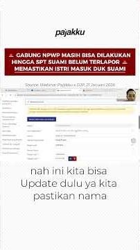 JOINING NPWP? DON'T FORGET TO ENSURE YOUR WIFE IS ALREADY REGISTERED WITH YOUR HUSBAND. CHECK OUT...