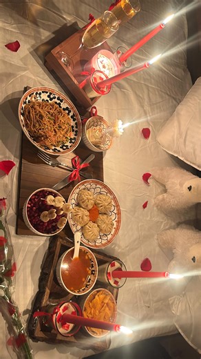 disha Khandelwal on Instagram: "🧿Organise a candle night dinner for my hubby #candelnightdinner #couple #surprise #homemade"