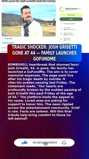 💔Josh Grisetti (44) FAMILY LAUNCHES GOFUNDME FOR MEMORIAL (2026) #BreakingNews #Celebrity