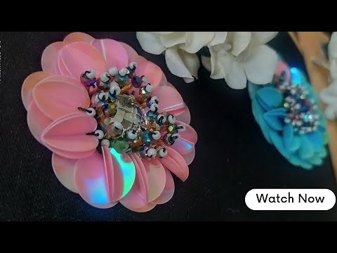 .easy sequin flower sewing tutoral🌺How to make an easy 3D sequin flower.sequins beautiful little.