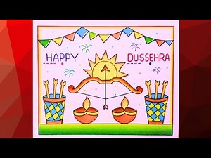 EASY DUSSHERA DRAWING|| SIMPLE LAST MINUTE DRAWING 😍❤️😱