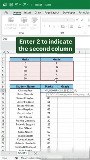 Working with VLOOKUP in Excel