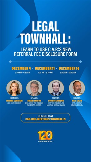 Join 2026 C.A.R. President Tamara Suminski and C.A.R.’s legal team...