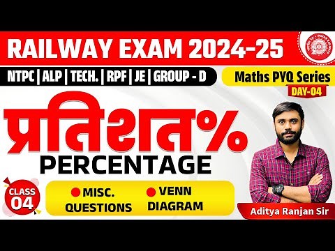 🔴PERCENTAGE-04 (प्रतिशत) || RAILWAY MATHS PYQ SERIES || FOR NTPC, RPF, ALP, GROUP-D | ADITYA SIR