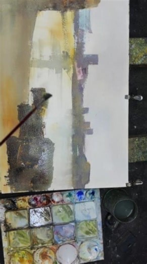 。Fan Brush Watercolor Landscapes。衣昕水彩。 #watercolorpainting