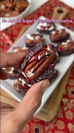 10 Minute Pecan stuffed dates, this is the easiest mithai that you can make for Raksha Bandhan