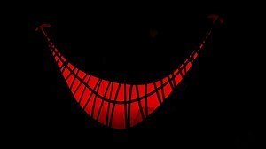 The red smiley face is on a black background