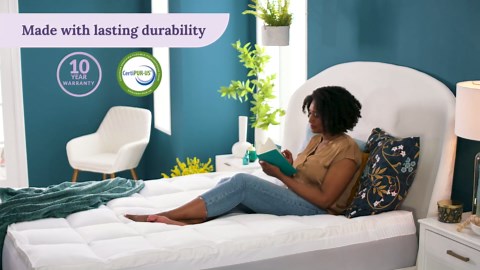 Sleep Innovations Dual Layer 4 Inch Memory Foam Mattress Topper, Queen Size, Medium Support, 2 Inch Cooling Gel Memory Foam Plus 2 Inch Pillow Top Cover