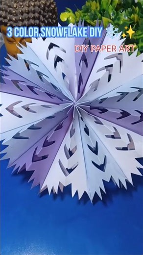 How to Make 3 Color Paper Snowflake | Easy Winter DIY Decoration ❄️💙💜#trending #ytshorts