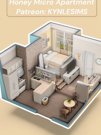 ASMR Honey Micro Apartment Build for The Sims 4 (Download)