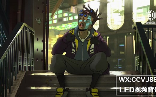 4K超清rap嘻哈说唱卡通动漫街舞蹈演出酒吧LED屏背景视频VJ素材