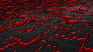 Download red color 3d geometrical square block with glowing strip moving up and down background for free
