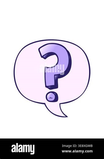 stretching up animation of cartoon question mark with speech bubble in smooth gradient style
