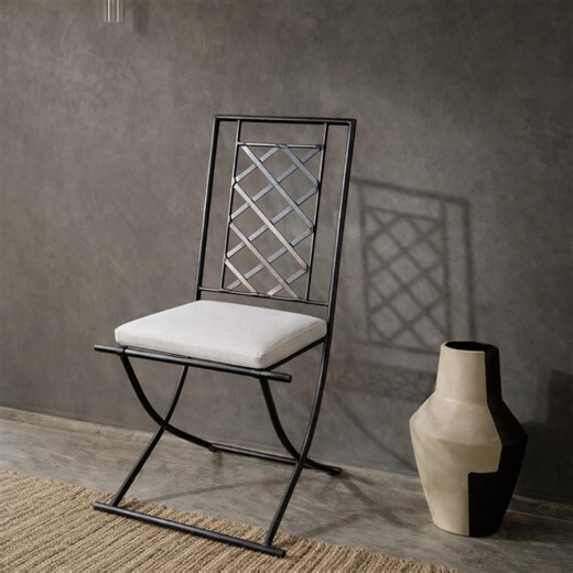 Customizable IRON CHAIRS - Iron Stool Outdoor Wrought Chair With Free White Cushions - Foldable Iron Chair Furniture - Iron Bistro Seat - Etsy