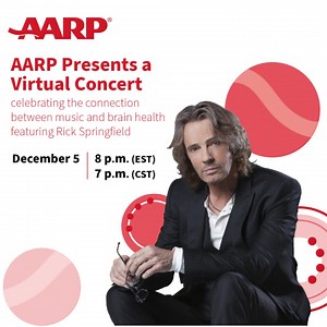 Join me for an AARP streamed performance where you'll have an intimate peek into my life and my music on December 5 at 8 pm EST | 7 pm CST. See you there! | Rick Springfield
