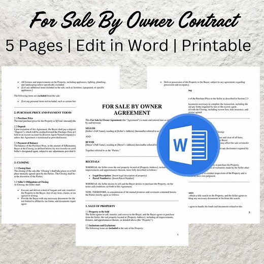 FSBO Contract Template – Editable Real Estate Agreement (PDF) - Etsy