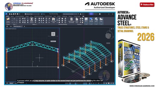 Virginia E-Learning on Instagram: "Advance Steel 2026 Tutorial | Truss Structures Detailing | Lesson 09 | Preview. For Designing, Detailing, & Generation of Detail Drawings ,Truss Structures & Steel Stairs. 👉 Link in Bio 👈 #civilengineering #advancesteel #autodesk #steelstructure #mechanicalengineering"