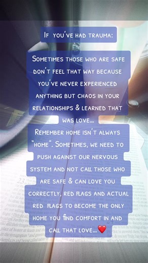 Why many with trauma experience failed relationships is because we navigate to what’s familiar, even if it is not healthy. Activation of your nervous system can make it familiar but not safe. What is safe is peaceful, consistent, reciprocal, patient, kind, nurturing, and understanding. And to someone with trauma, that may feel unsafe because not only is it unfamiliar, it feels like a trap; like you’re waiting for something to go wrong. Take the chance to be loved correctly. Unlearn your patterns