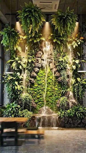 Luxury Indoor Waterfall Wall Build 🌿| Modern Interior Design Transformation (4K) #satisfying