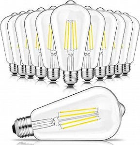 Svater Vintage LED Edison Bulbs 60W Equivalent, 6W ST58 5000K Daylight White Antique LED Filament Bulbs, E26 Medium Base, Clear Glass Style for Home and Commercial, Dimmable, 850 LM, 12 Pack