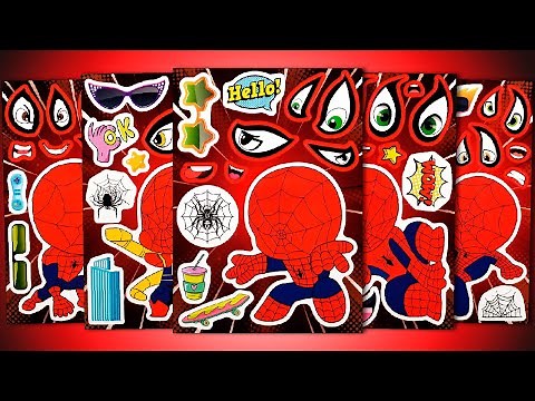SPIDER-MAN STICKER BOOK DECORATION | MARVEL SPIDERMAN MAKE A FACE STICKER ACTIVITY