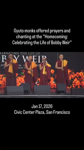 @tibetinhistory The Gyuto Tantric Monks developed a close musical and spiritual relationship with Bobby Weir and Mickey (“Mike”) Hart of the Grateful Dead. This connection emerged in the late 1980s and early 1990s, when the monks began collaborating with American musicians exploring sacred and world music traditions. Bobby Weir, along with Mickey Hart, helped bring the Gyuto monks to wider Western audiences by participating in concerts and recordings that blended Tibetan overtone chanting with m