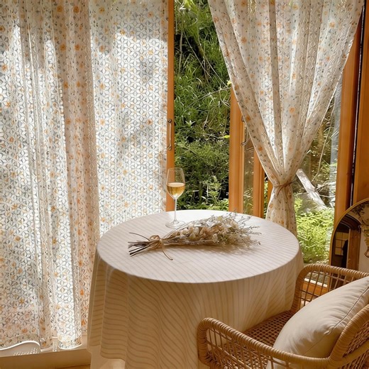 Bohemian Floral Sheer Curtains, Yellow Ditsy Flower Semi-sheer Window Panels, Light Filtering Voile Curtains for Kitchen & Living Room Decor - Etsy