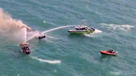 40-foot boat goes up in flames. Miami-Dade firefighters battled blaze