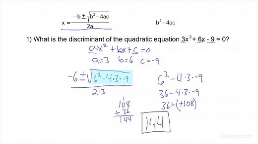 How to Find the Discriminant of a Quadratic Equation | Precalculus | Study.com