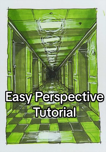 The easisest perspective trick _ vanishing point #perspective #artprocess #drawingtutorial #sketch #architecture