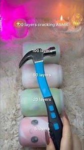 100 layers of wax cracking with hammer 🔨💖 #asmr #wax #squishy