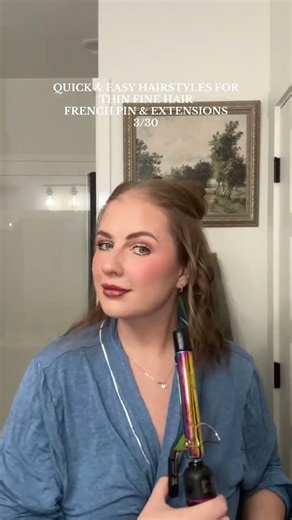 haylie ⚡️ French pin hairstyle with clip in extensions #easyhairstyles #thinhair #thinhairhacks