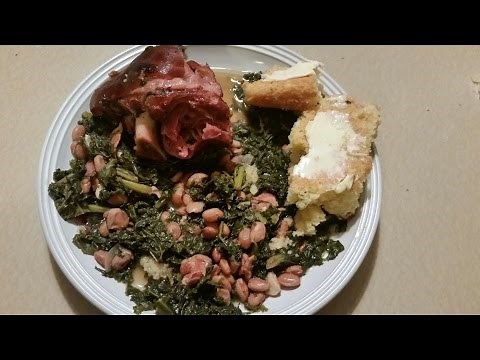 Pressure Cooker Ham Hocks, Kale Greens and Pinto Beans