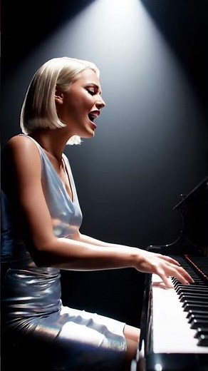 Virtual AI Singer Performs Piano & Vocals on Stage 🤖🎶 #shorts #singer #voice #ai