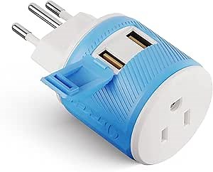 OREI Type J Adapter Switzerland – US to Switzerland Plug Adapter with 2 USB Ports – CE Certified & RoHS Compliant Switzerland Travel Plug Adapter