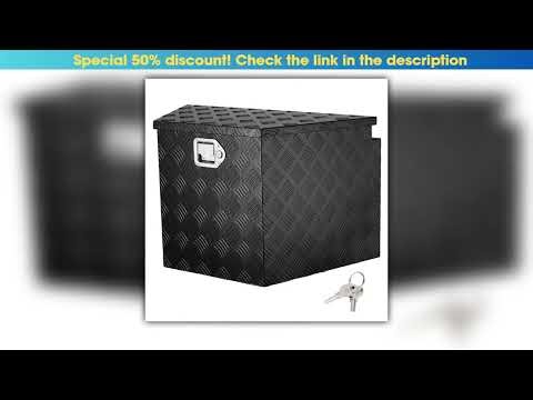 SucceBuy Trailer Tongue Box Aluminum Alloy Tongue Box Tool Chest Heavy Duty Trailer Box Utility