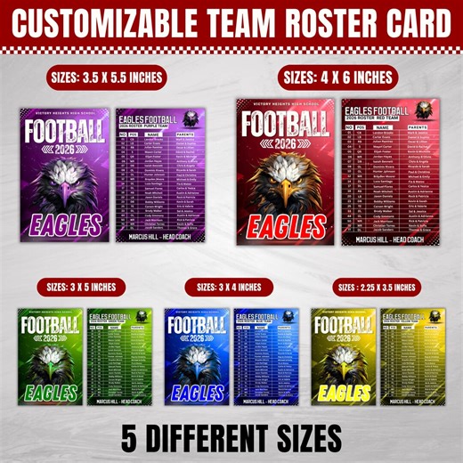 Team Roster Card Templates, Editable Sports Roster Sheet, Sport Team Card, Printable Sports Coach Roster Sheet Card, Digital Download - Etsy