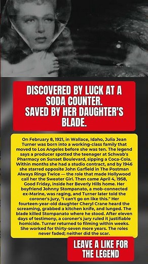 Hollywood's Sweater Girl and the Night Her Daughter Killed #LanaTurner