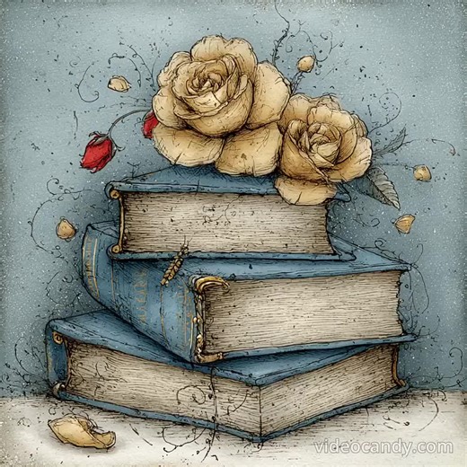 Blue Book Florals, Vintage Flower Stack, Romantic Academia Clipart, Bookish PNG, Old Books With Roses, Cottagecore Art, Floral Books - Etsy