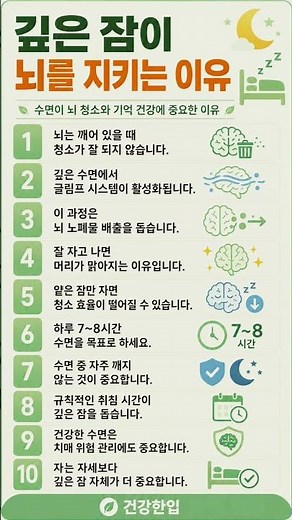 잠자는 동안 뇌에서는 이런 일이! 깊은 잠이 중요한 이유 10가지#수면 #숙면 #깊은잠 #뇌건강 #글림프시스템 #치매예방 #치매관리 #기억력 #수면건강