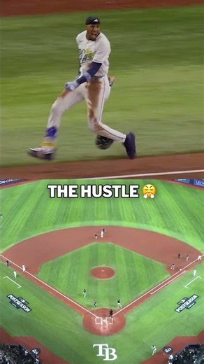 Chandler Simpson was nearly at first base when his bunt single was picked up 💨