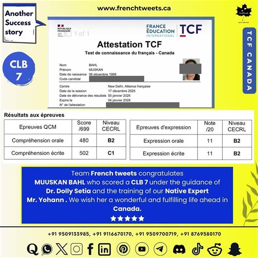 Another TCF Canada success story From preparation to performance.🚀📘