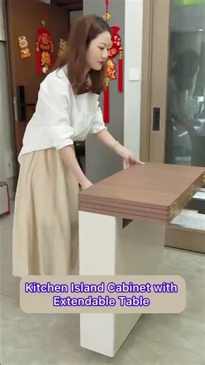 Kitchen Island Cabinet with Extendable Table 04