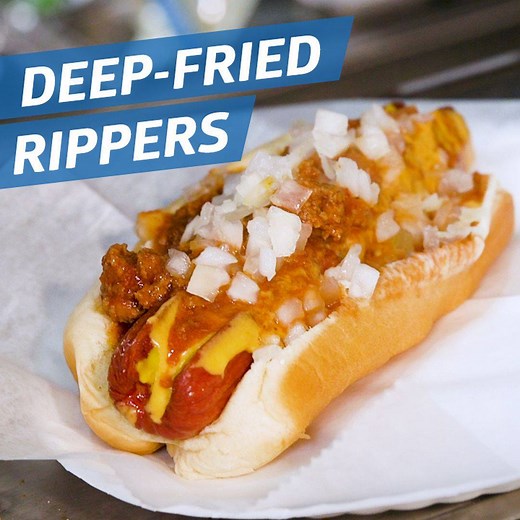 These deep-fried hot dogs are called rippers — and they're topped with chili, cheese, onions | Eater